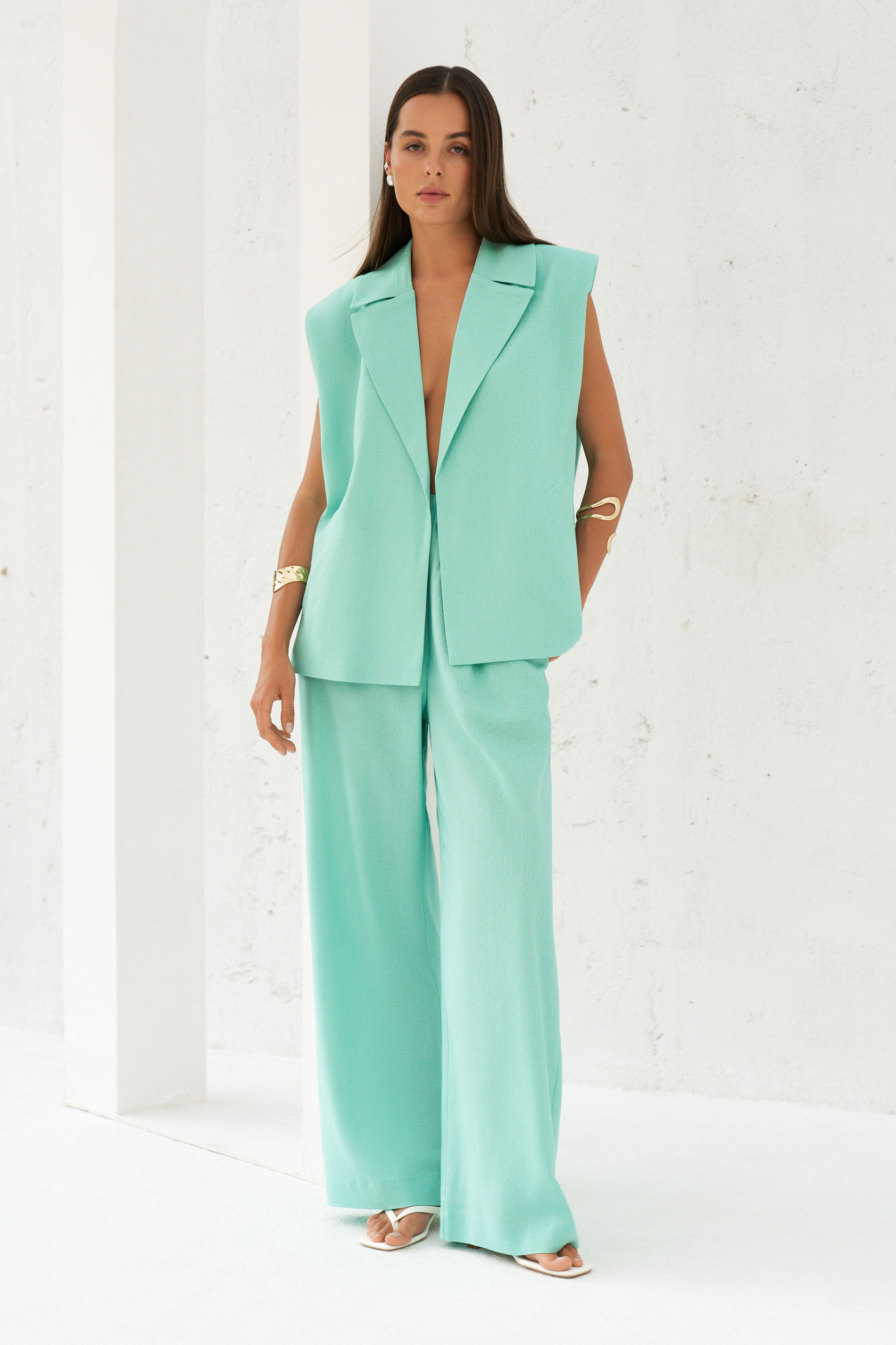 Жилет oversize изо льна BL63926